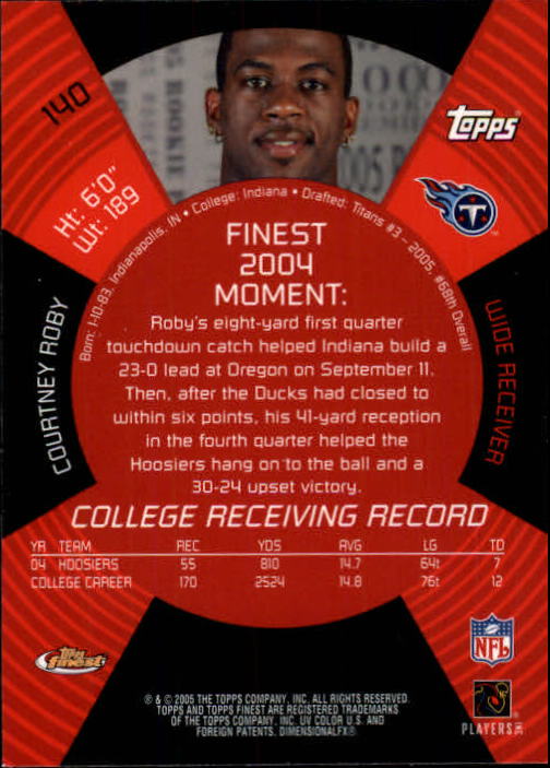 B3606- 2005 Finest Football Card #s 1-183 +Inserts -You Pick- 15+ FREE US SHIP - Picture 221 of 234