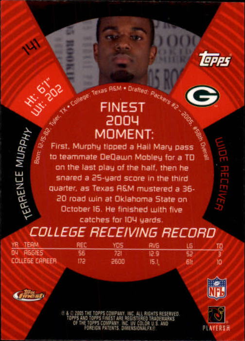 B3606- 2005 Finest Football Card #s 1-183 +Inserts -You Pick- 15+ FREE US SHIP - Picture 223 of 234
