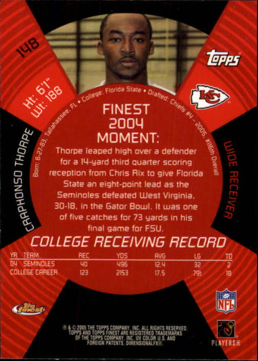 B3606- 2005 Finest Football Card #s 1-183 +Inserts -You Pick- 15+ FREE US SHIP - Picture 227 of 234
