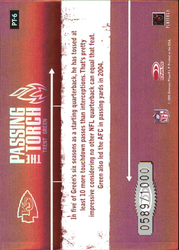 2005 Donruss Elite Passing the Torch Red #PT6 Trent Green back image