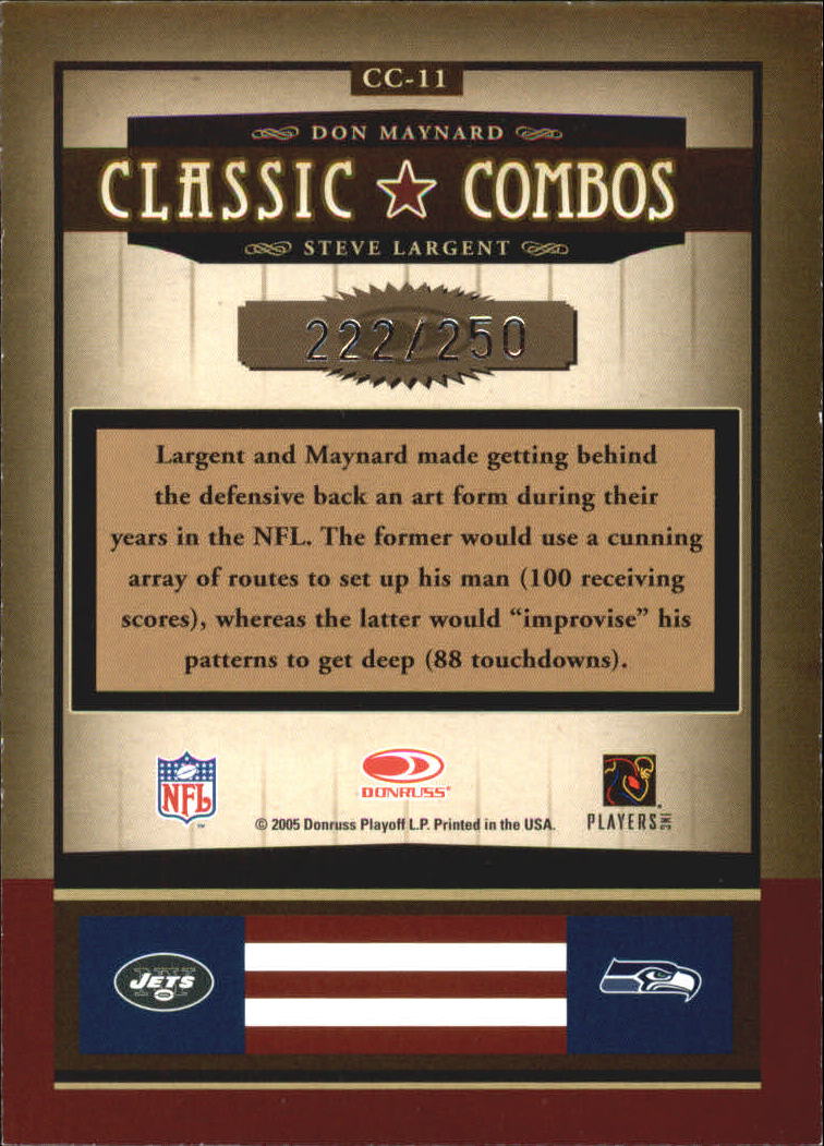 2005 Donruss Classics Classic Combos Silver #11 D.Maynard/S.Largent