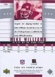 2005 Upper Deck Rookie Debut #156 Mike Williams back image