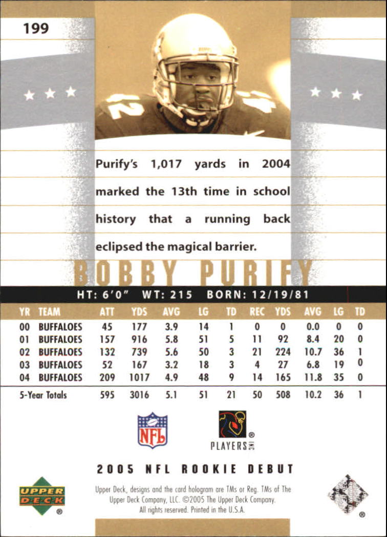 2005 Upper Deck Rookie Debut #199 Bobby Purify RC back image