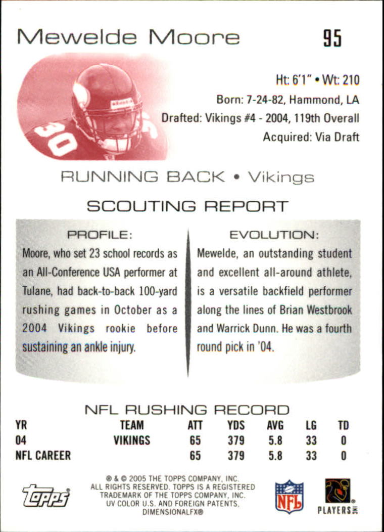 2005 Topps Draft Picks and Prospects Chrome #95 Mewelde Moore back image