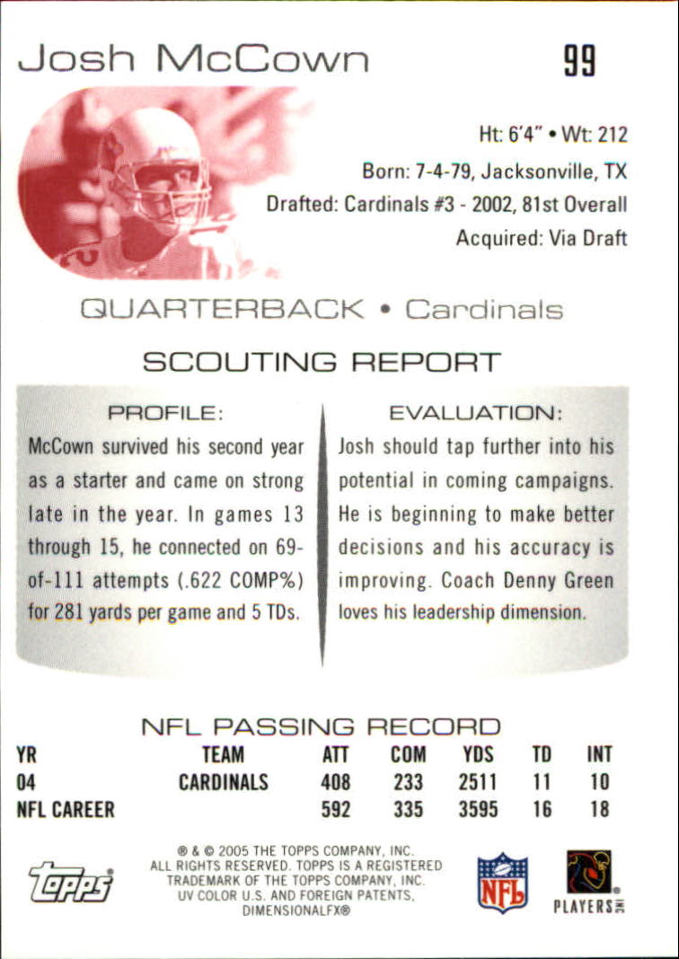 2005 Topps Draft Picks and Prospects Chrome #99 Josh McCown back image