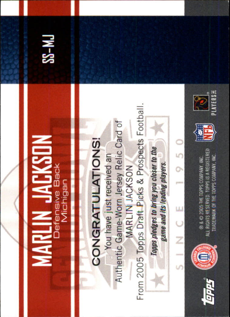 2005 Topps Draft Picks and Prospects Senior Standout Jersey #SSMJ Marlin Jackson H back image