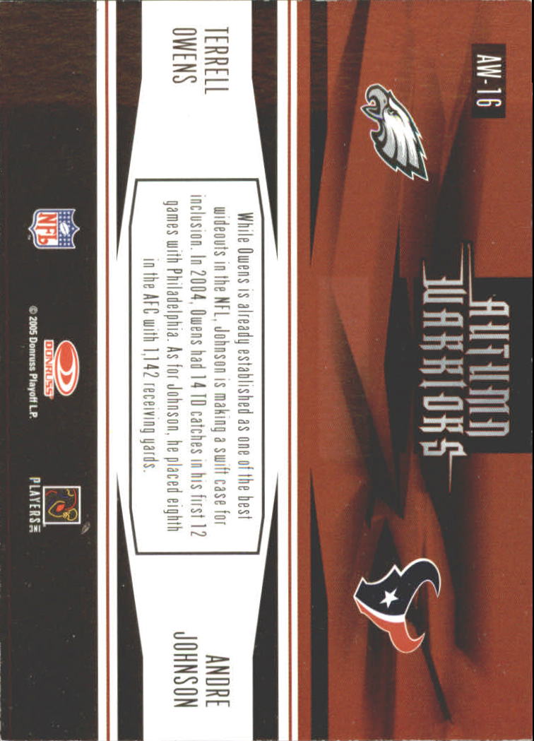 2005 Zenith Autumn Warriors Silver #AW16 Terrell Owens/Andre Johnson back image