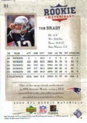 2005 Upper Deck Rookie Materials #51 Tom Brady back image