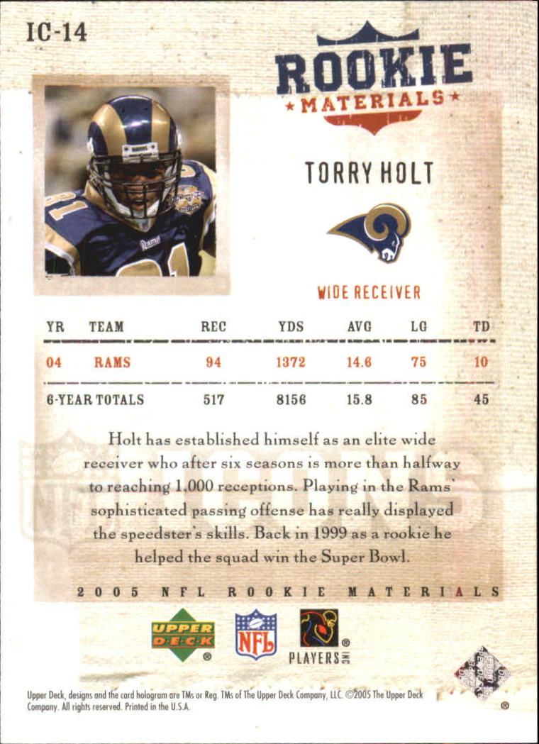 2005 Upper Deck Rookie Materials Icons #IC14 Torry Holt back image