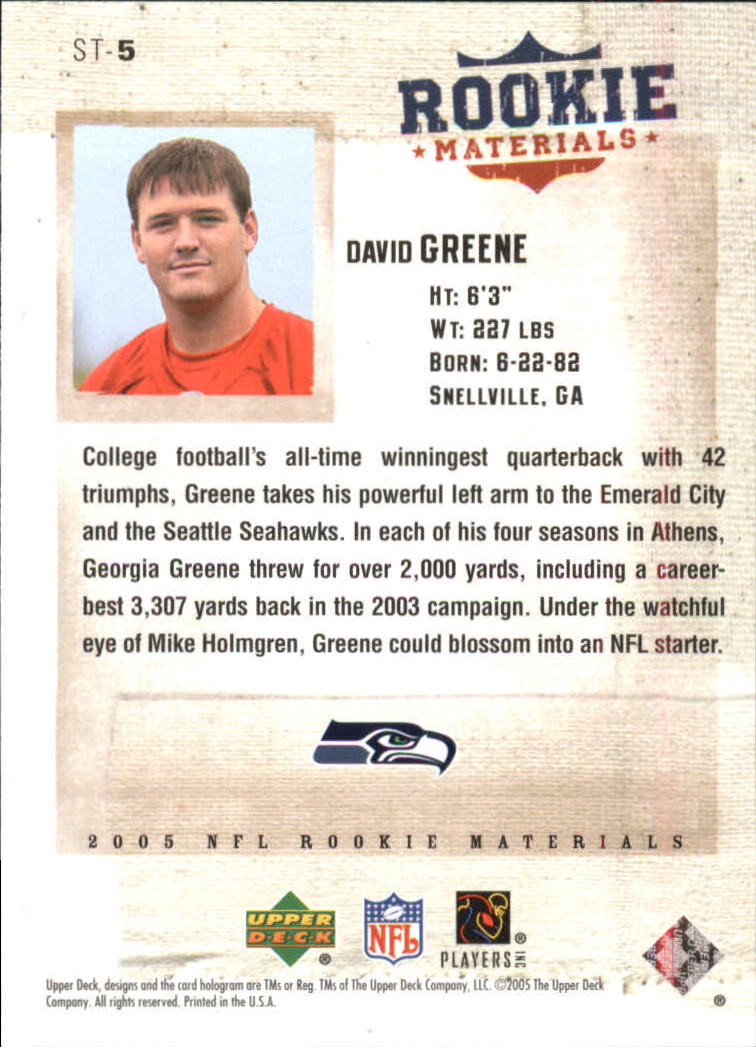 2005 Rookie Materials (Upper Deck) Football "Insert" Cards - Picture 12 of 26