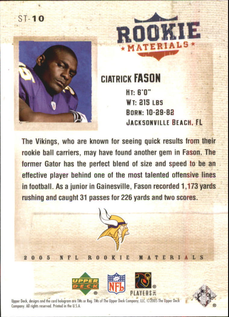 2005 Rookie Materials (Upper Deck) Football "Insert" Cards - Picture 18 of 26