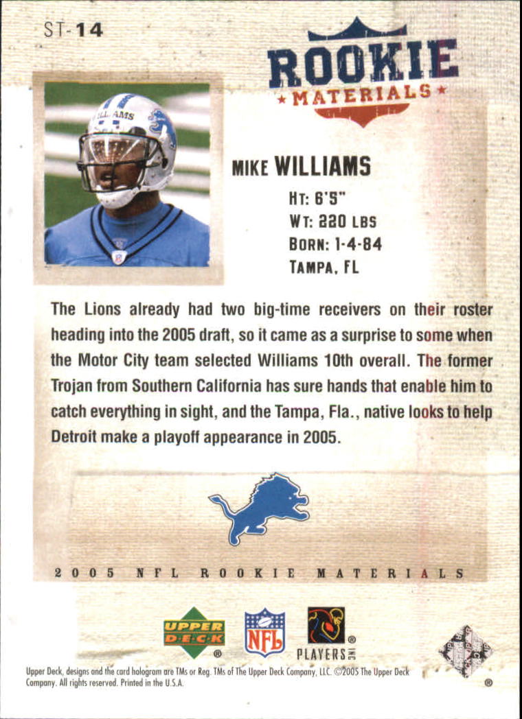 2005 Rookie Materials (Upper Deck) Football "Insert" Cards - Picture 24 of 26