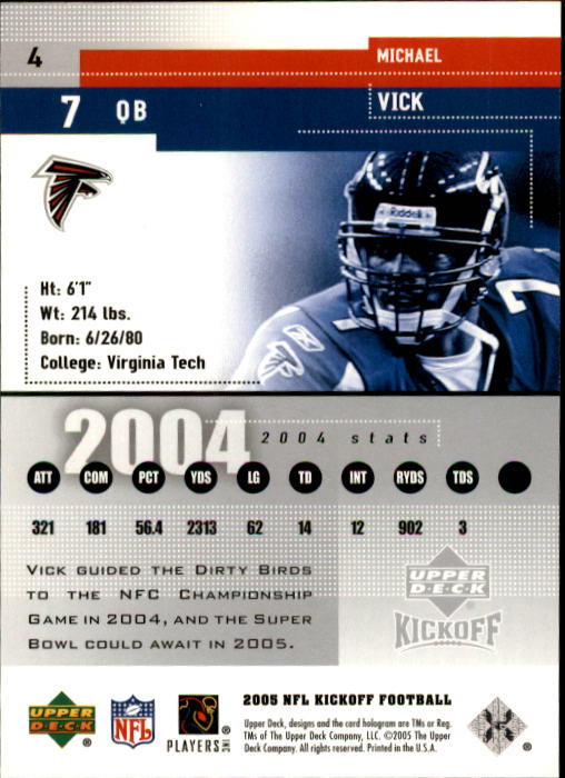 2004 Playoff Honors Michael Vick #4 Atlanta Falcons