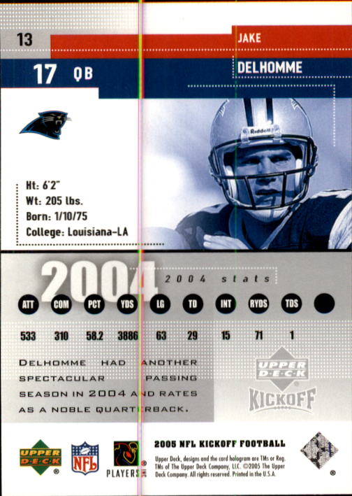 2005 Kickoff (Upper Deck) Football "Main Set" Cards - Picture 7 of 77