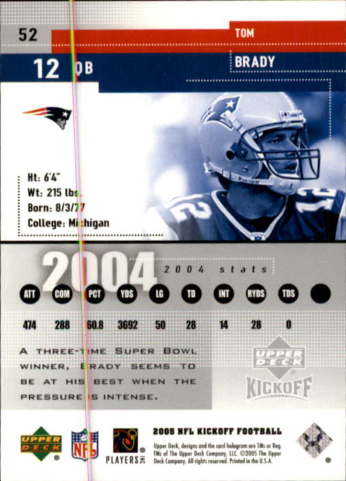 2005 Kickoff (Upper Deck) Football "Main Set" Cards - Picture 29 of 77