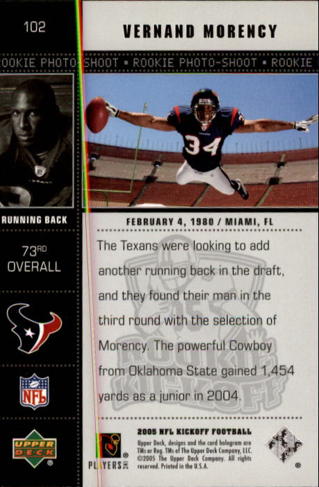 2005 Kickoff (Upper Deck) Football "Main Set" Cards - Picture 63 of 77