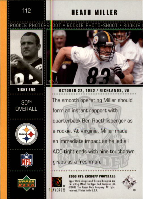 2005 Kickoff (Upper Deck) Football "Main Set" Cards - Picture 67 of 77