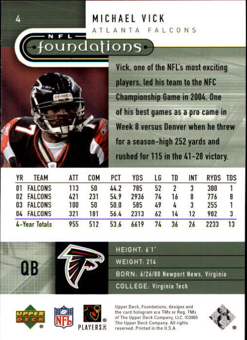 A0033- 2005 Upper Deck Foundations Football Cards -You Pick- 15+ FREE US SHIP