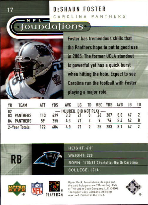 A0033- 2005 Upper Deck Foundations Football Cards -You Pick- 15+ FREE US SHIP