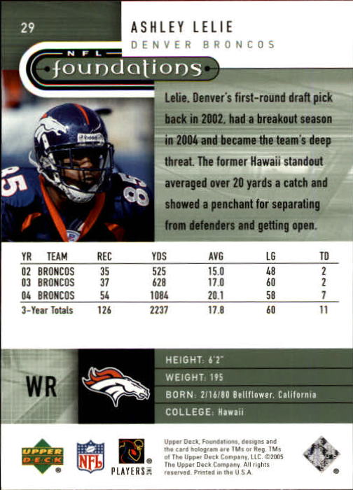 A0033- 2005 Upper Deck Foundations Football Cards -You Pick- 15+ FREE US SHIP