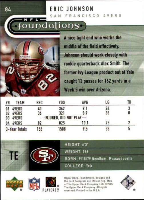 A0033- 2005 Upper Deck Foundations Football Cards -You Pick- 15+ FREE US SHIP