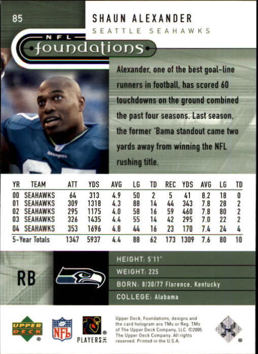 A0033- 2005 Upper Deck Foundations Football Cards -You Pick- 15+ FREE US SHIP