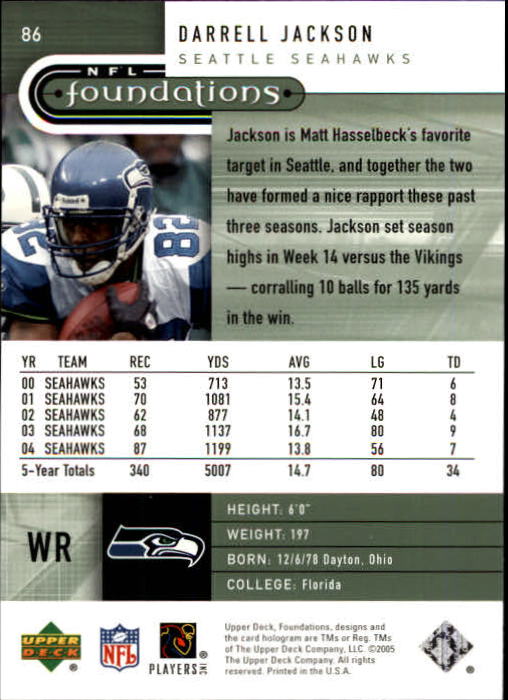 A0033- 2005 Upper Deck Foundations Football Cards -You Pick- 15+ FREE US SHIP