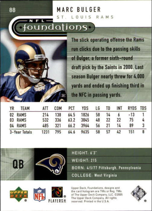 A0033- 2005 Upper Deck Foundations Football Cards -You Pick- 15+ FREE US SHIP