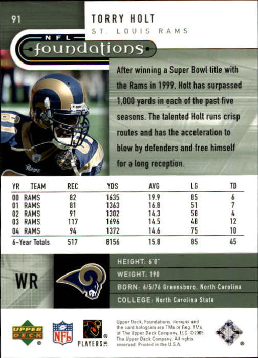 A0033- 2005 Upper Deck Foundations Football Cards -You Pick- 15+ FREE US SHIP