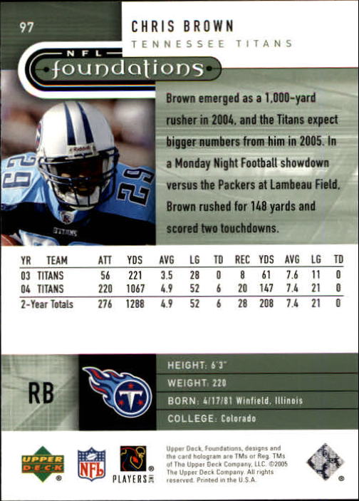 A0033- 2005 Upper Deck Foundations Football Cards -You Pick- 15+ FREE US SHIP