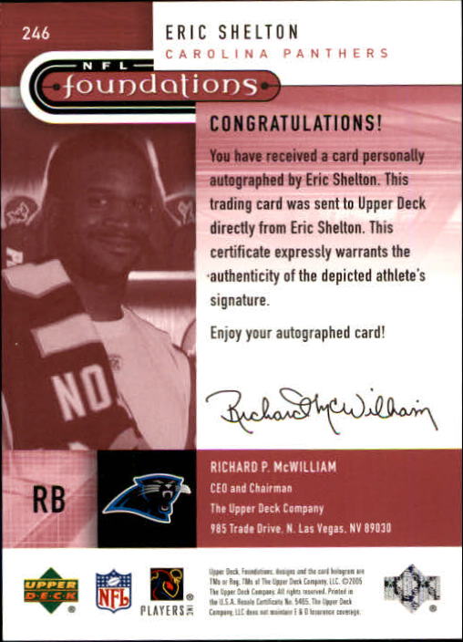 2005 Upper Deck Foundations #246 Eric Shelton AU/699 RC back image