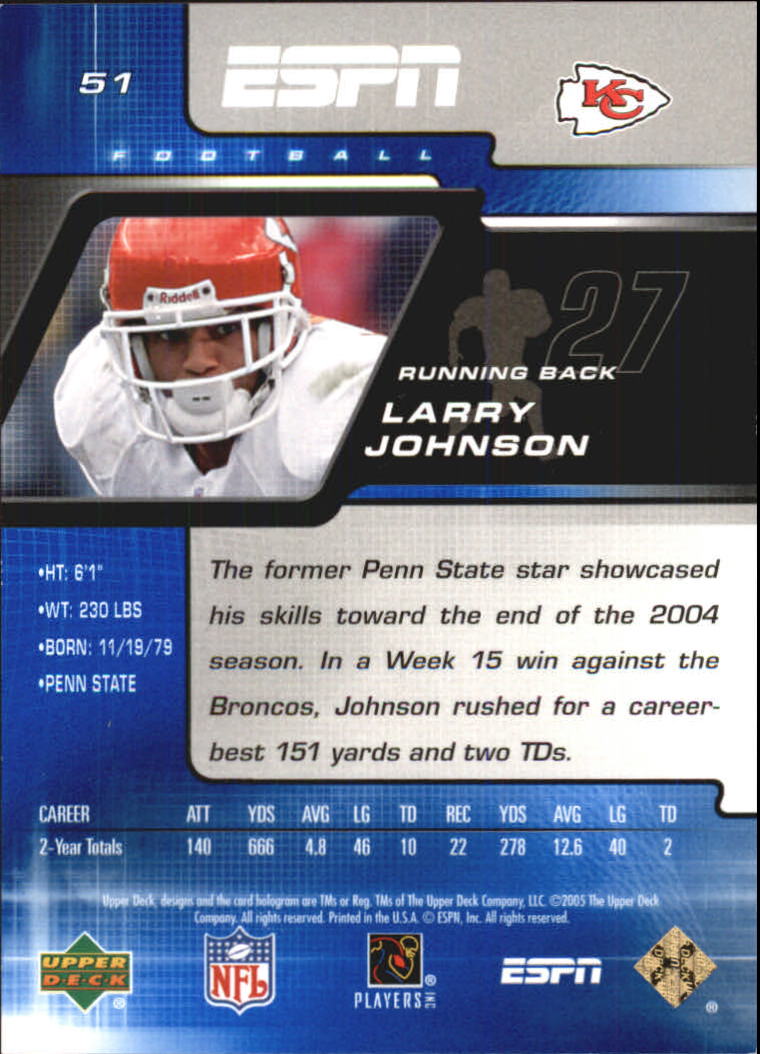 2005 Upper Deck ESPN Holofoil #51 Larry Johnson back image