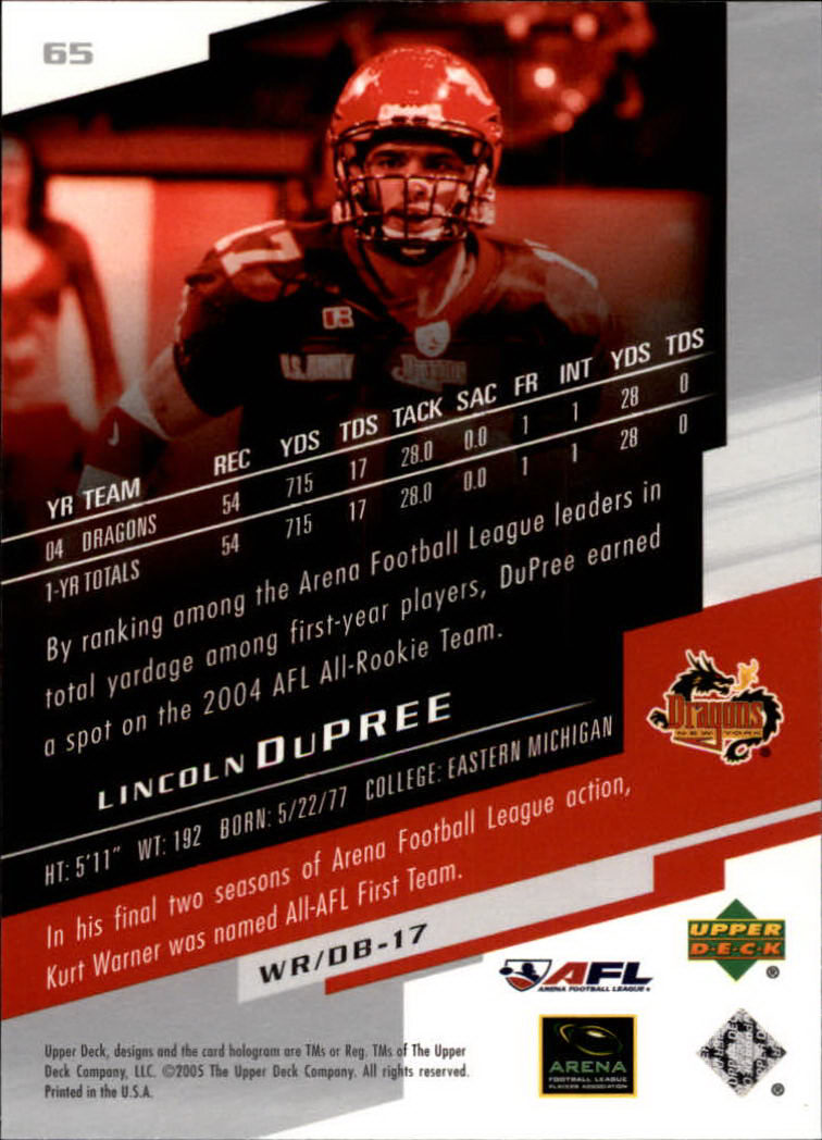 2005 AFL Arena Football League (Upper Deck) "Main Set" Cards - Picture 53 of 73
