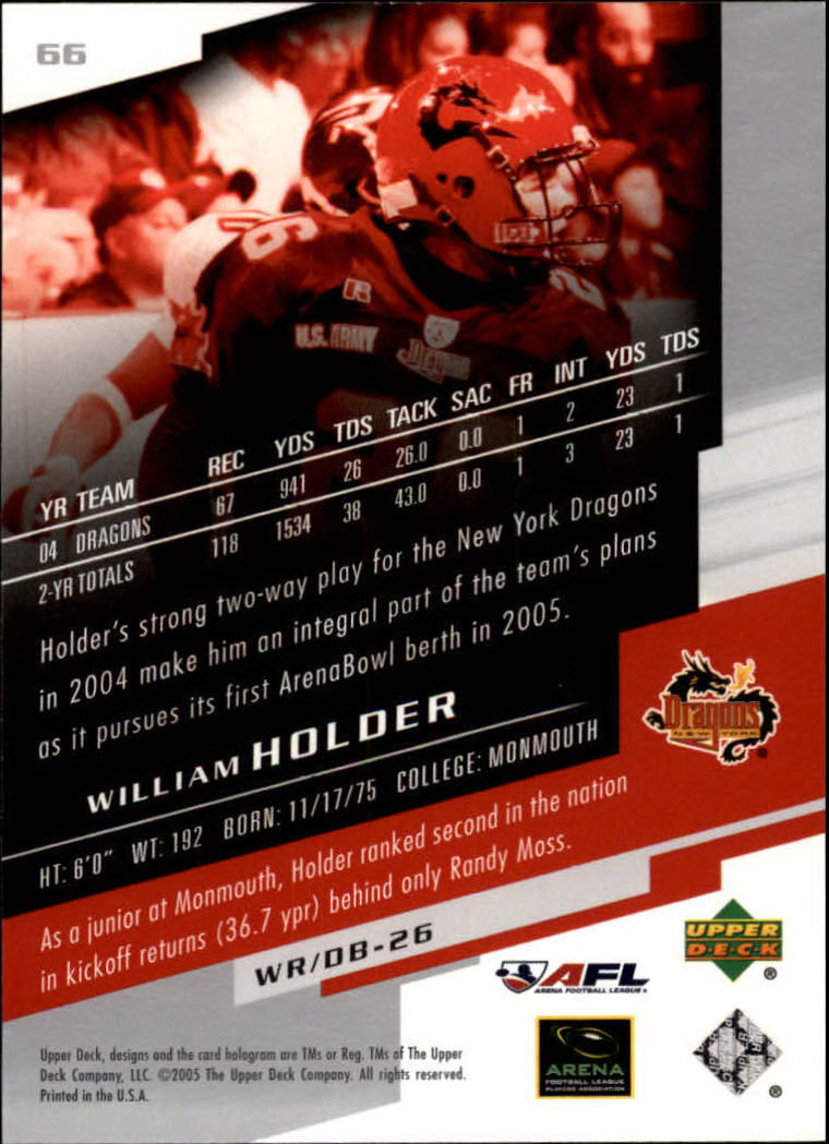 2005 AFL Arena Football League (Upper Deck) "Main Set" Cards - Picture 55 of 73