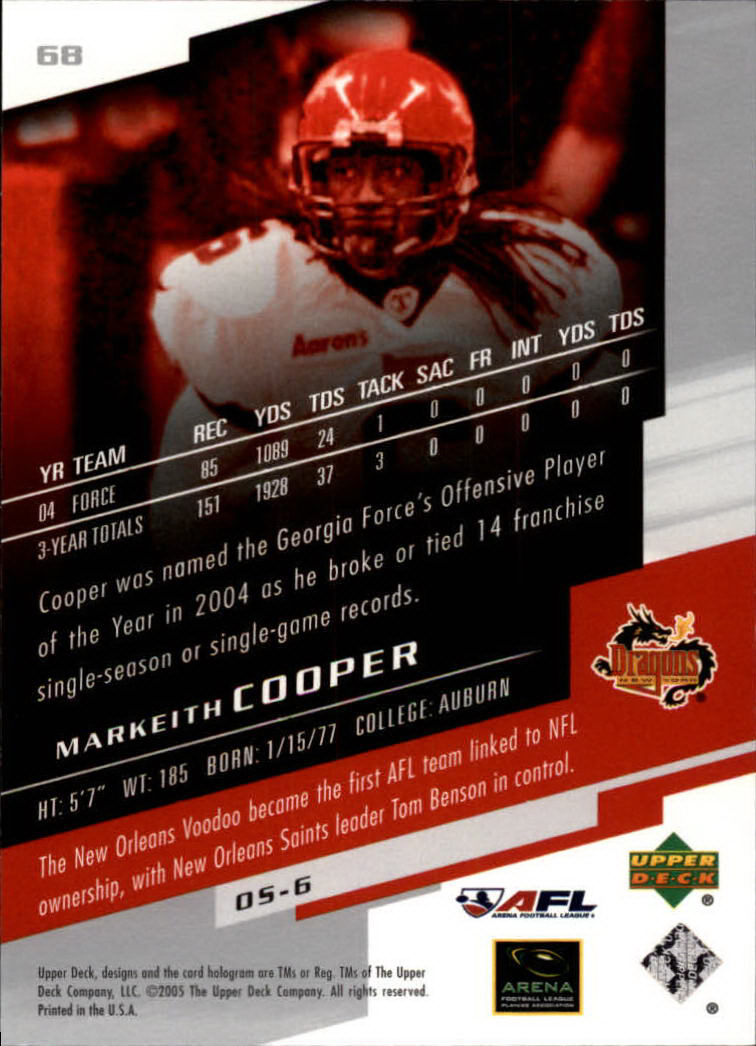 2005 AFL Arena Football League (Upper Deck) "Main Set" Cards - Picture 59 of 73