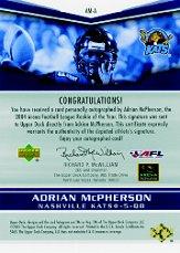 2005 Upper Deck AFL Arenagraphs #AMA Adrian McPherson back image