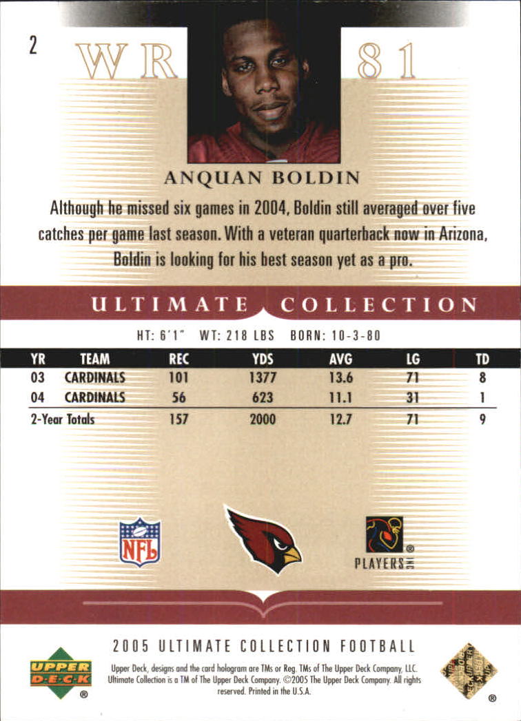 Tarjetas "conjunto principal" de fútbol americano Ultimate Collection 2005 (mazo superior) #2 a #289 - Imagen 3 de 301