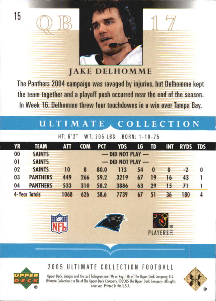 Tarjetas "conjunto principal" de fútbol americano Ultimate Collection 2005 (mazo superior) #2 a #289 - Imagen 27 de 301