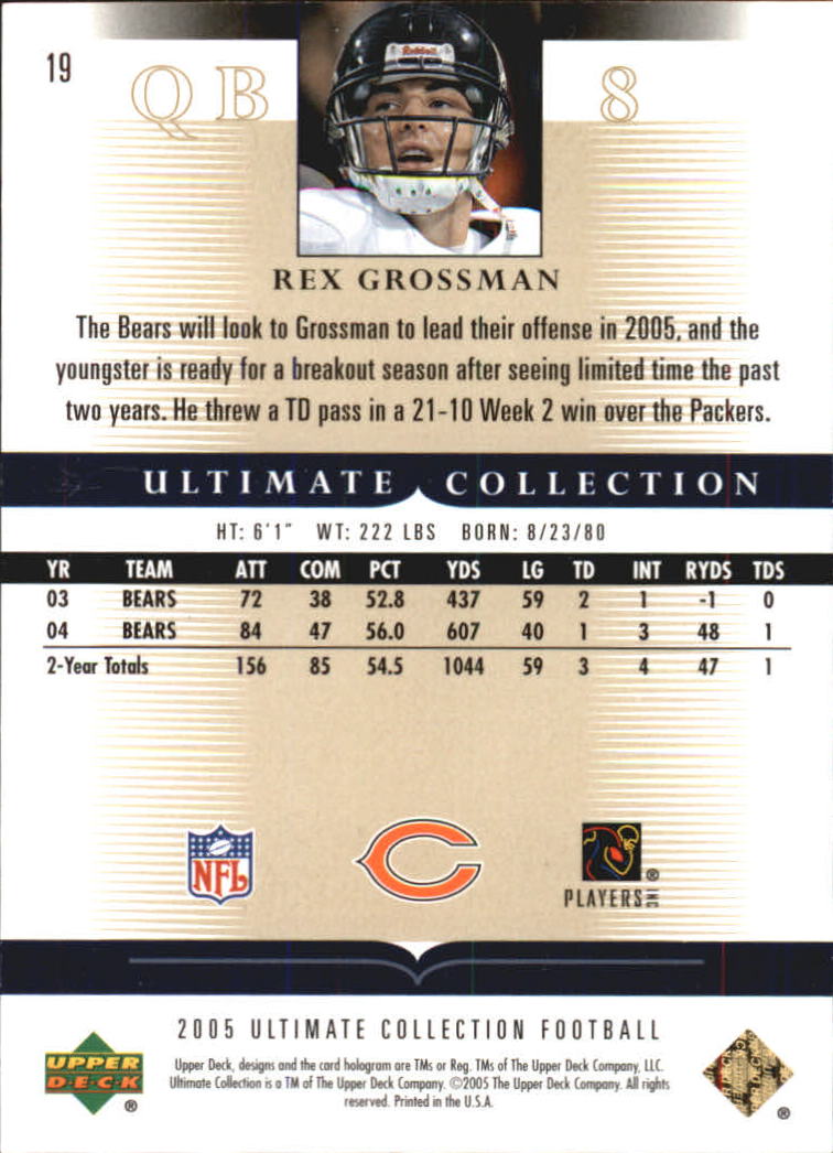 Tarjetas "conjunto principal" de fútbol americano Ultimate Collection 2005 (mazo superior) #2 a #289 - Imagen 35 de 301