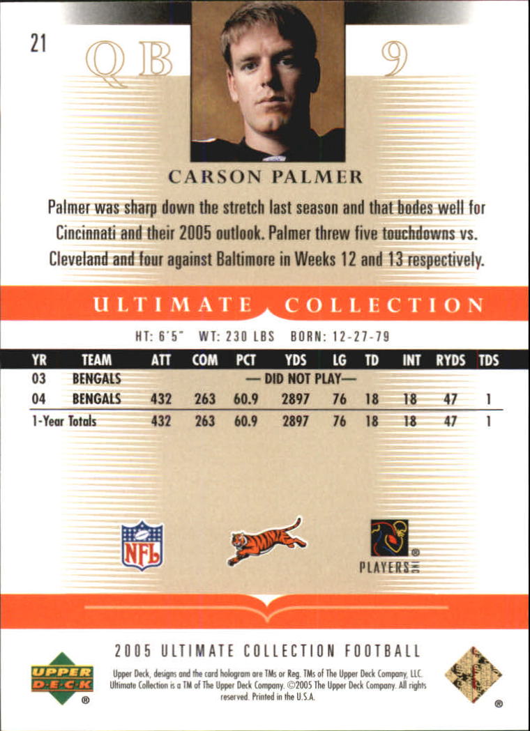 Tarjetas "conjunto principal" de fútbol americano Ultimate Collection 2005 (mazo superior) #2 a #289 - Imagen 39 de 301