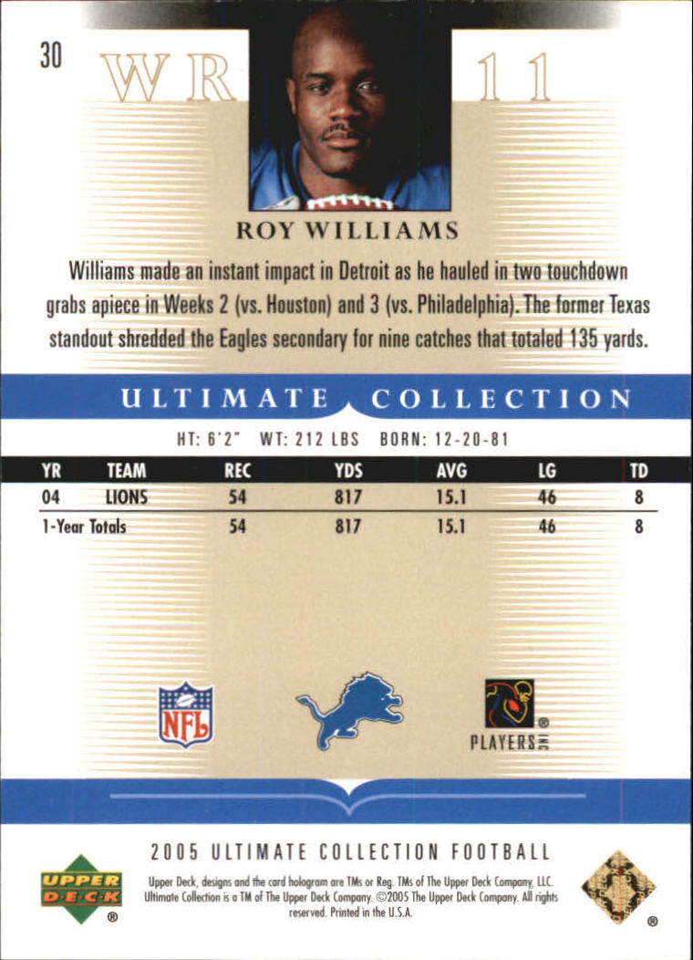 Tarjetas "conjunto principal" de fútbol americano Ultimate Collection 2005 (mazo superior) #2 a #289 - Imagen 53 de 301