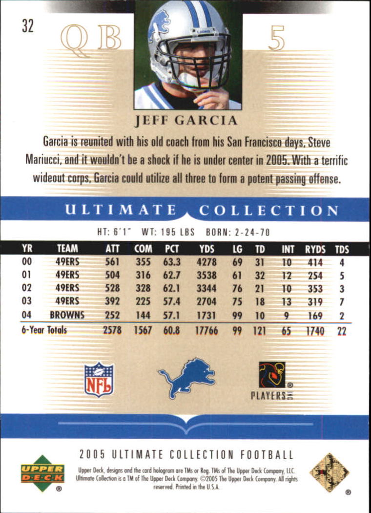 Tarjetas "conjunto principal" de fútbol americano Ultimate Collection 2005 (mazo superior) #2 a #289 - Imagen 57 de 301