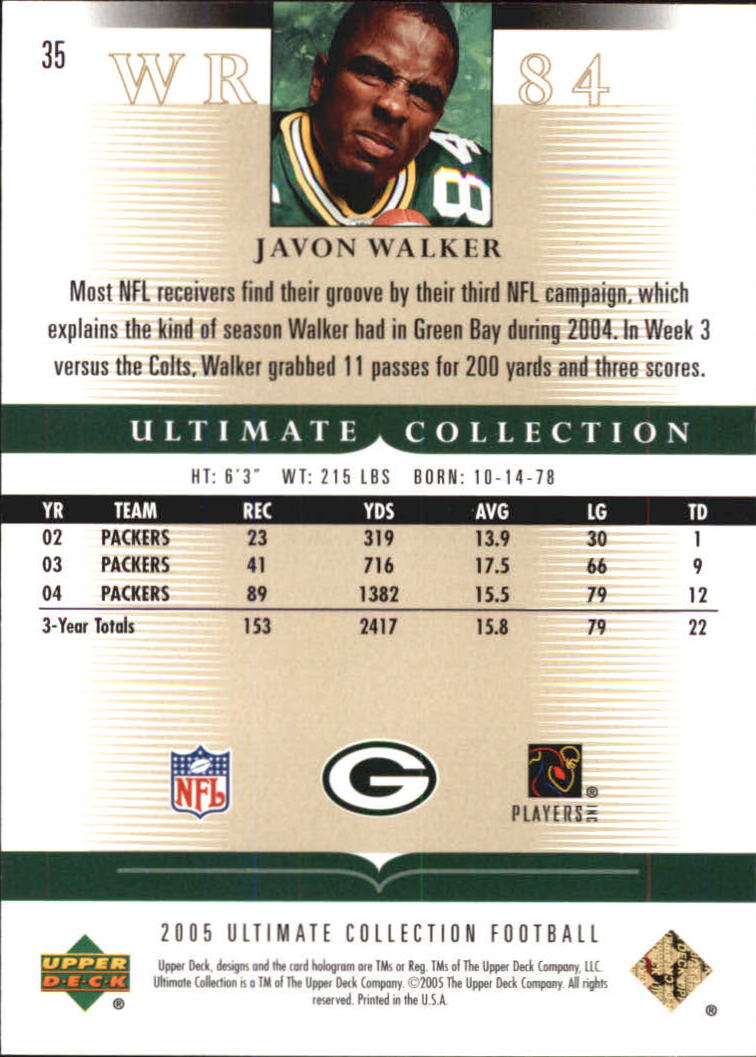 Tarjetas "conjunto principal" de fútbol americano Ultimate Collection 2005 (mazo superior) #2 a #289 - Imagen 61 de 301