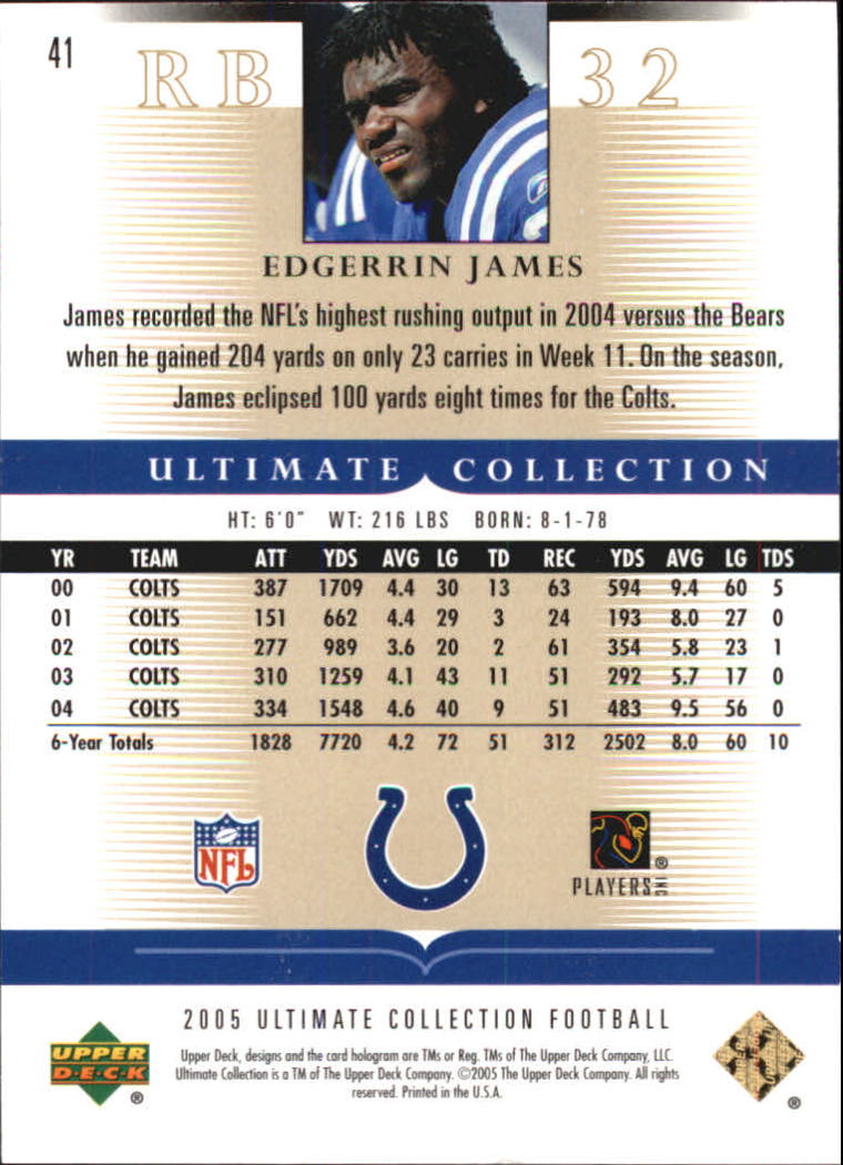 Tarjetas "conjunto principal" de fútbol americano Ultimate Collection 2005 (mazo superior) #2 a #289 - Imagen 69 de 301