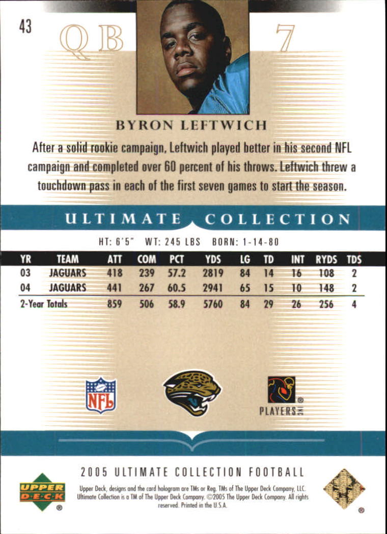 Tarjetas "conjunto principal" de fútbol americano Ultimate Collection 2005 (mazo superior) #2 a #289 - Imagen 71 de 301
