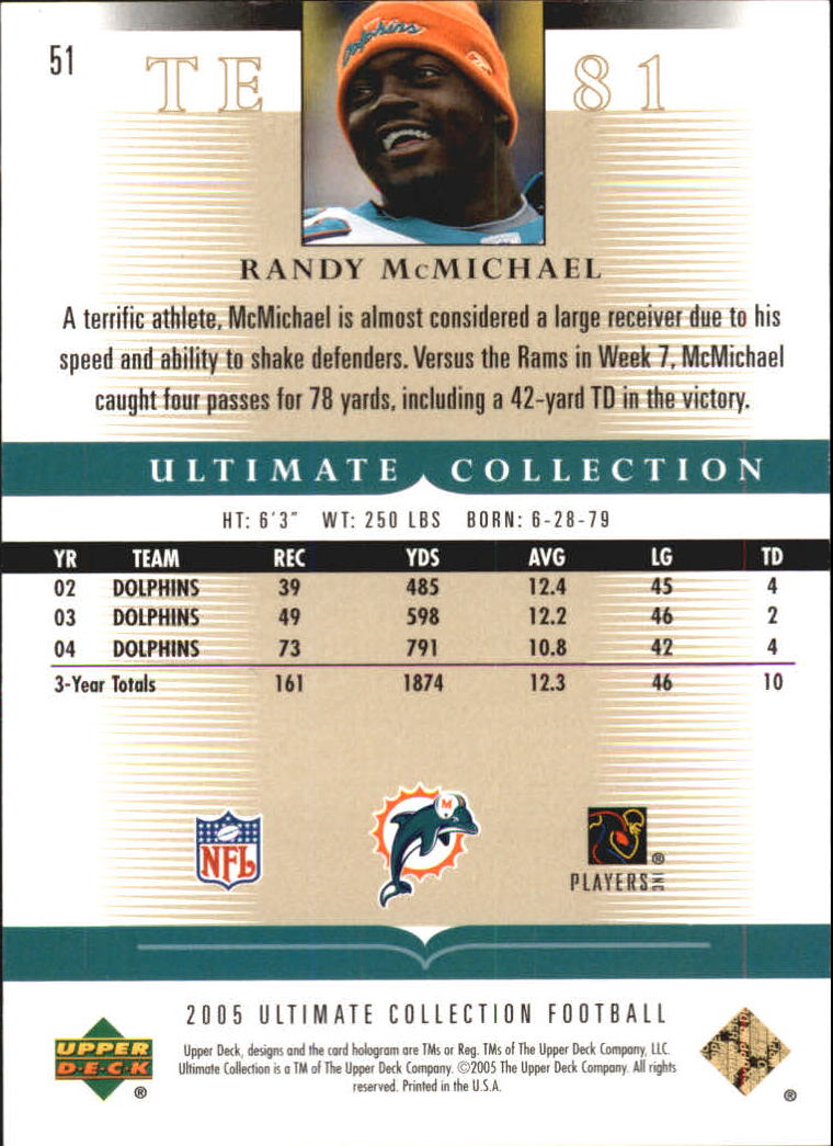 Tarjetas "conjunto principal" de fútbol americano Ultimate Collection 2005 (mazo superior) #2 a #289 - Imagen 87 de 301
