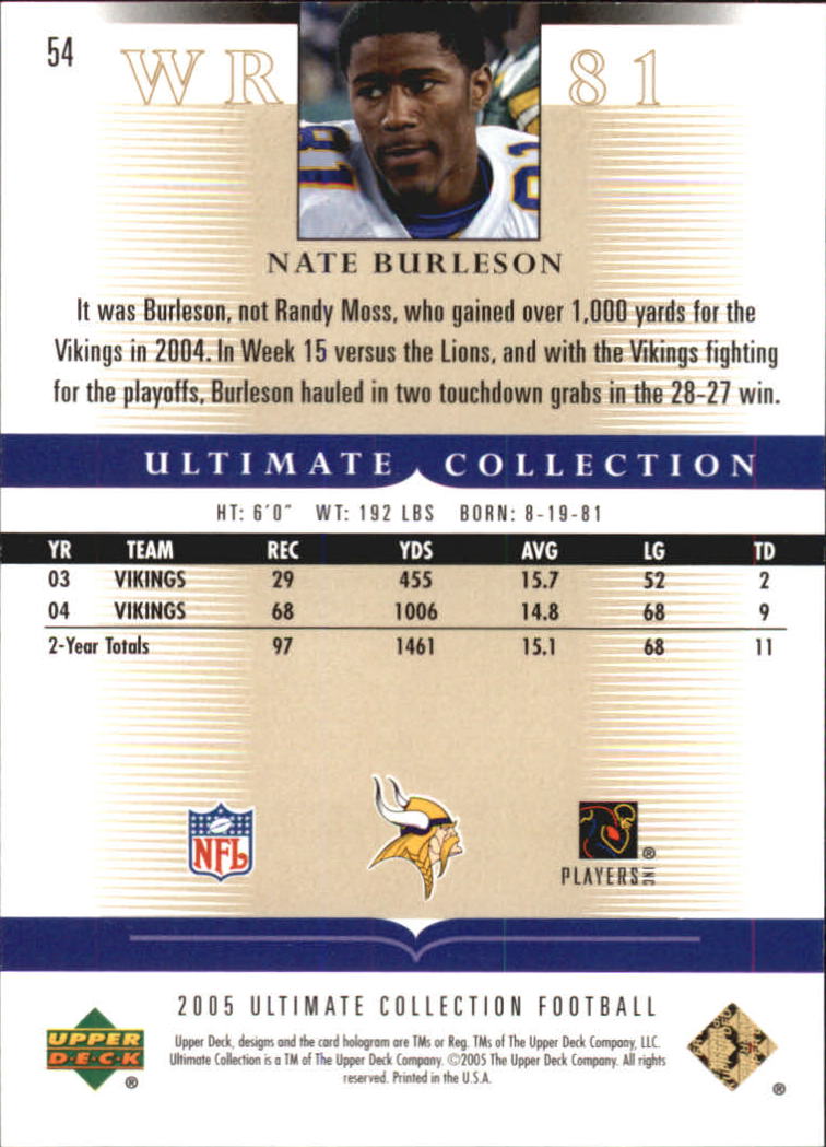 2005 Ultimate Collection #54 Nate Burleson back image