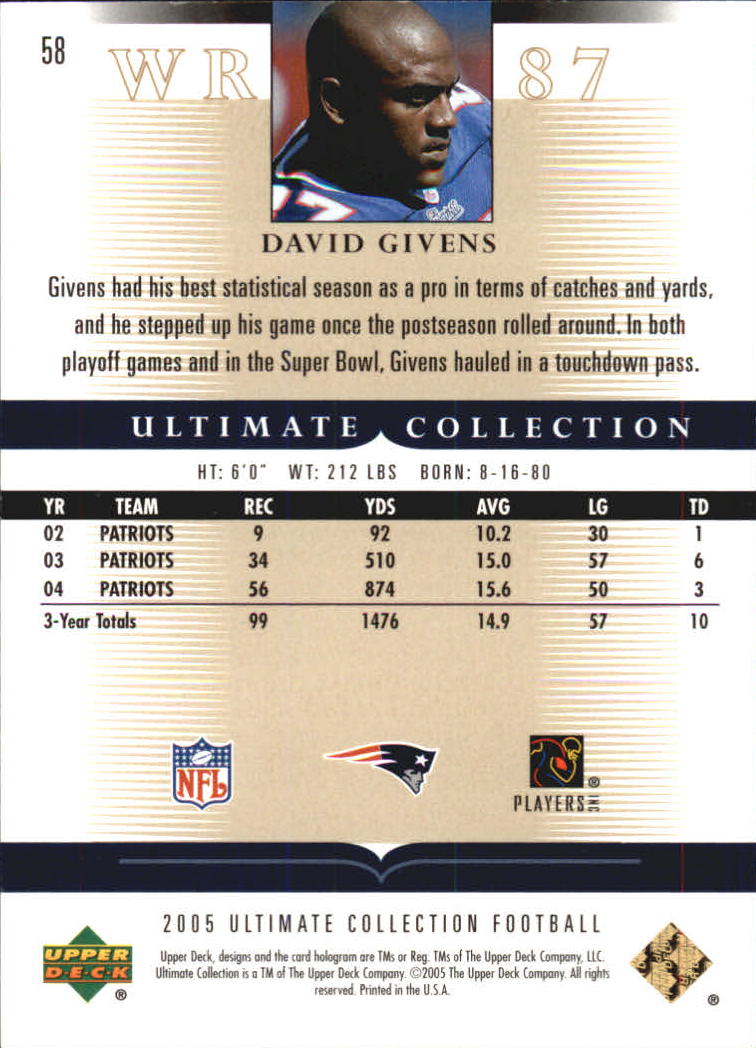 Tarjetas "conjunto principal" de fútbol americano Ultimate Collection 2005 (mazo superior) #2 a #289 - Imagen 95 de 301