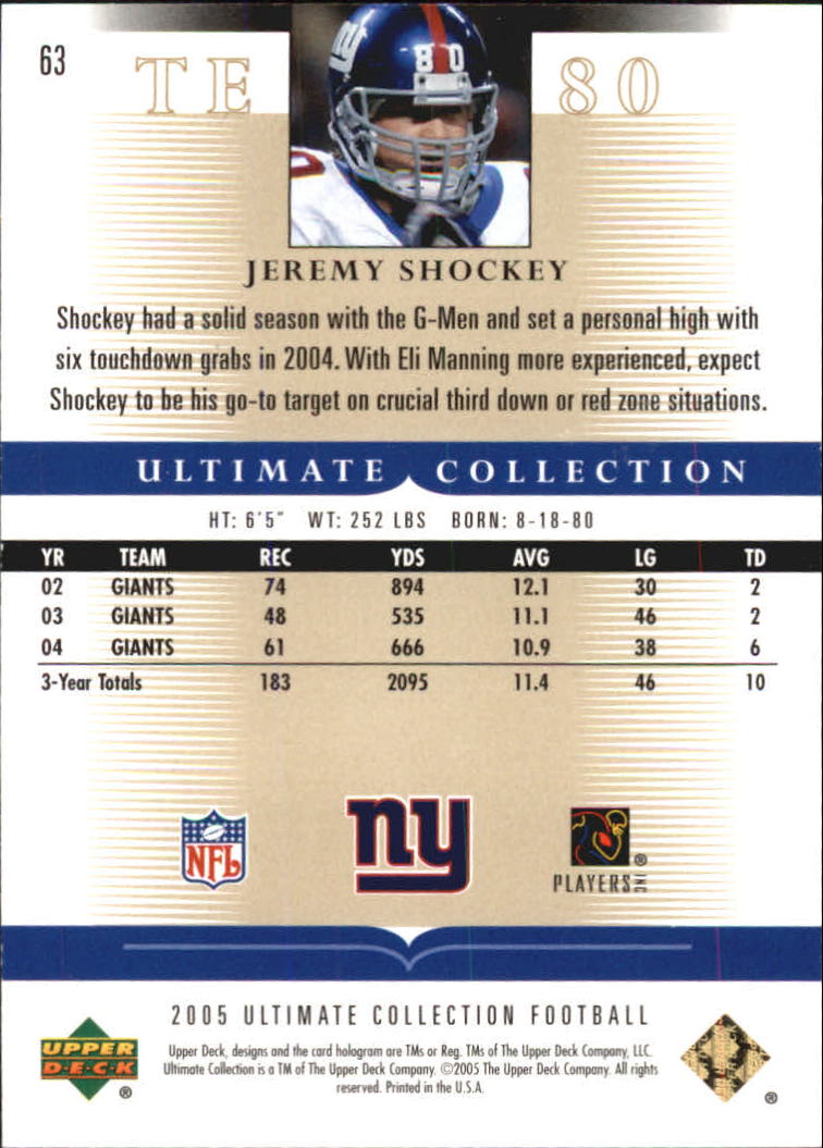 Tarjetas "conjunto principal" de fútbol americano Ultimate Collection 2005 (mazo superior) #2 a #289 - Imagen 101 de 301