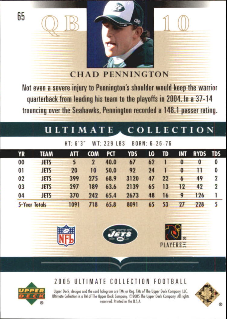 Tarjetas "conjunto principal" de fútbol americano Ultimate Collection 2005 (mazo superior) #2 a #289 - Imagen 105 de 301